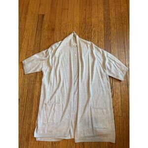 Tyler Boe Cardigan Womens Large Light Gray Silk Cashmere Open Front Short Sleeve